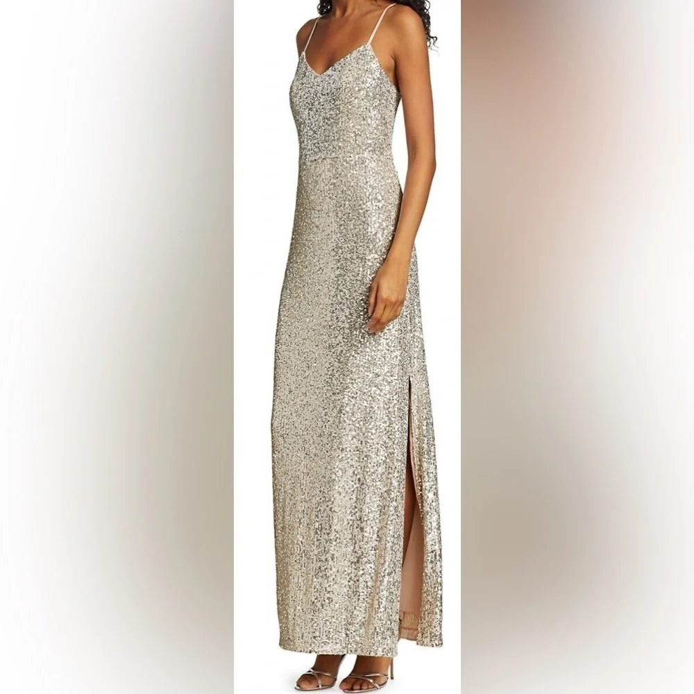 Ramy Brook Gold Sequin Maxi Dress - Picture 4 of 15